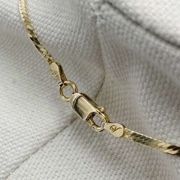 Veronese Vermeil Gold Plated 925 Silver Flexible Herringbone Chain Necklace - Picture 4 of 7